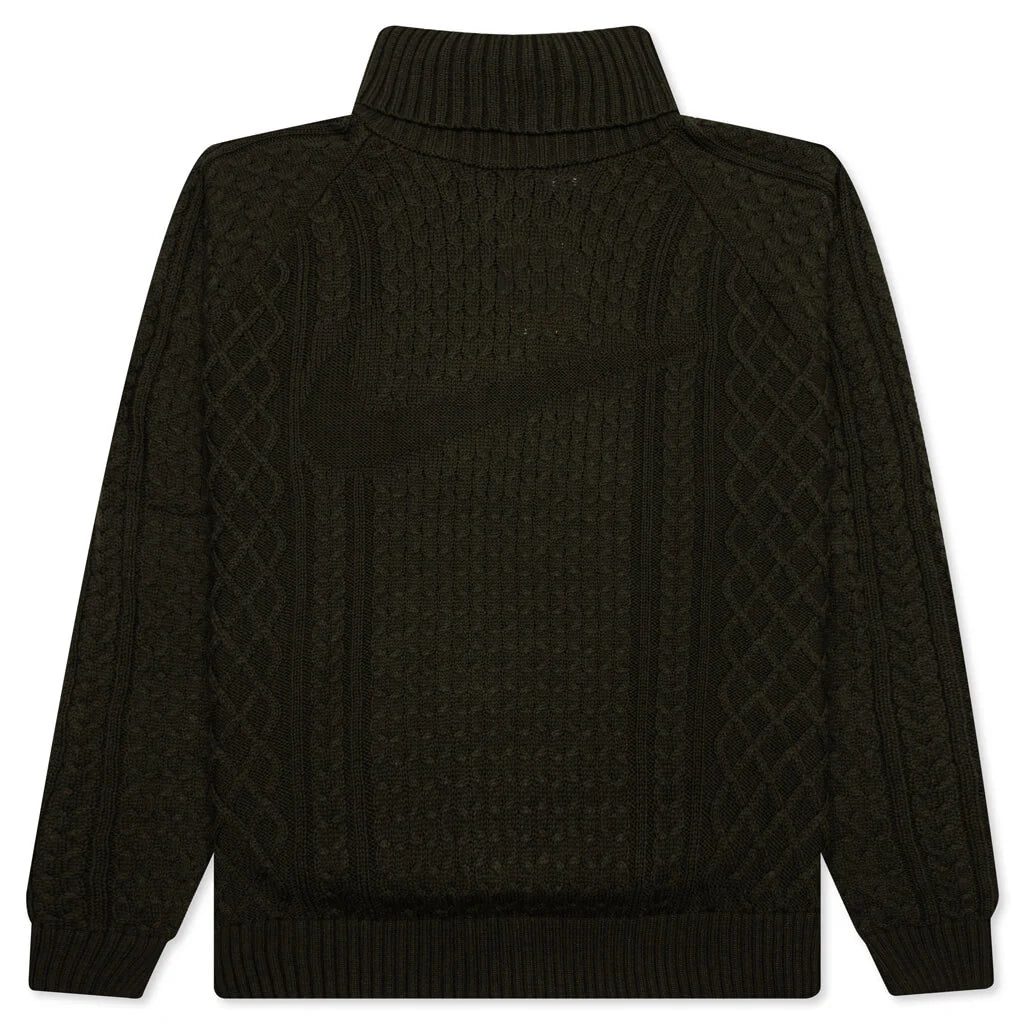 Nike Life Cable Knit Turtleneck Sweater Cargo Khaki