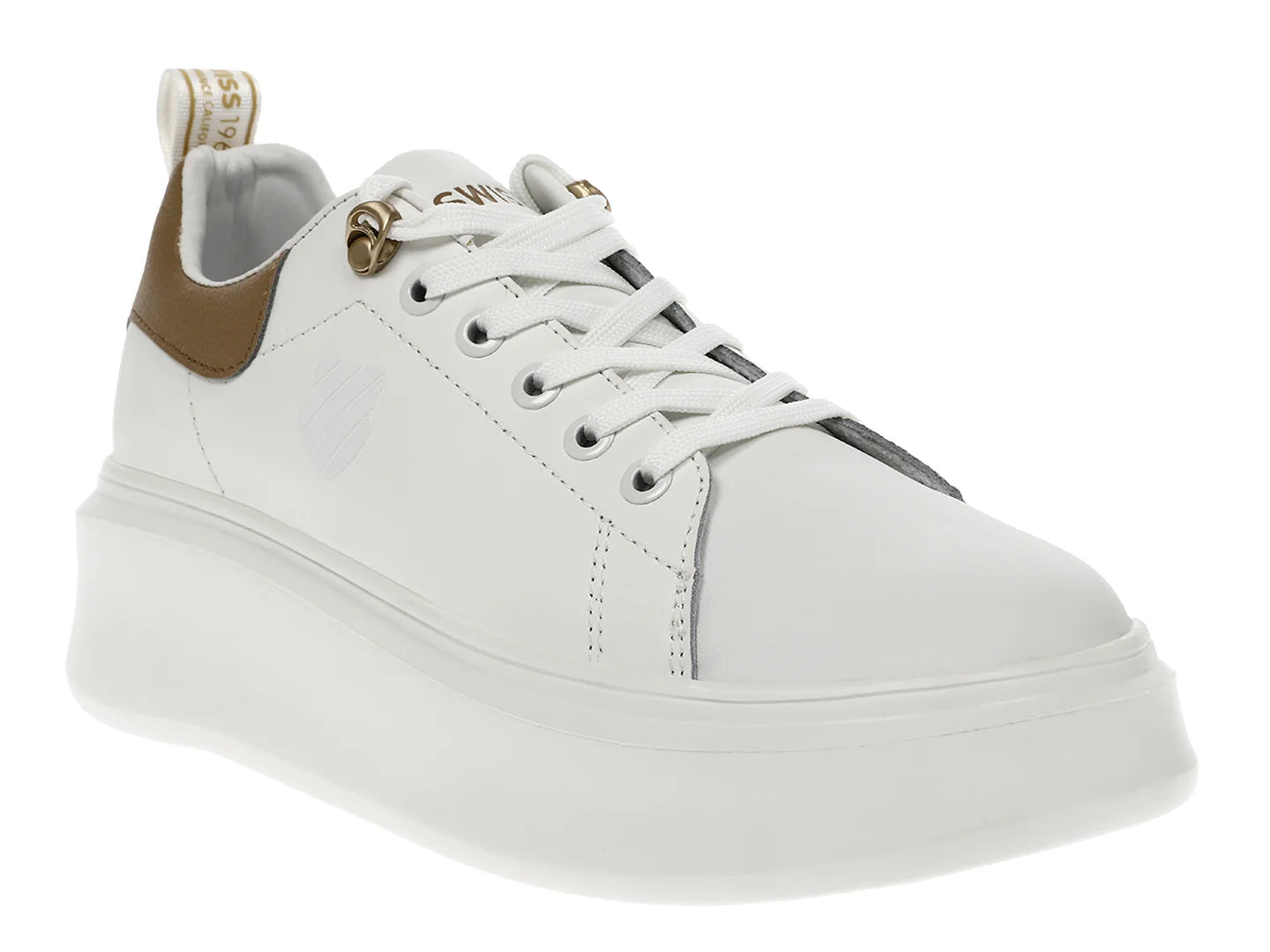 Tenis K SWISS Alessius Platform Blanco y Dorado para Mujer