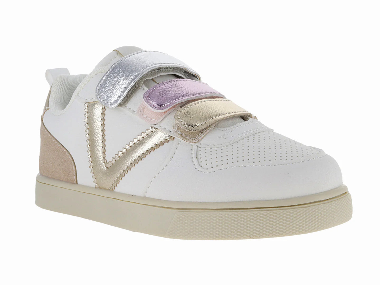 Tenis Victoria Blanco con Oro Rosa para Niña