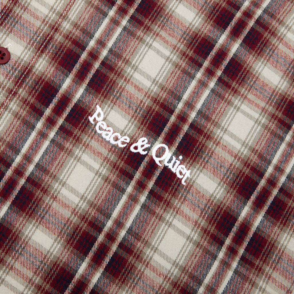 Wordmark Button Up Burgandy