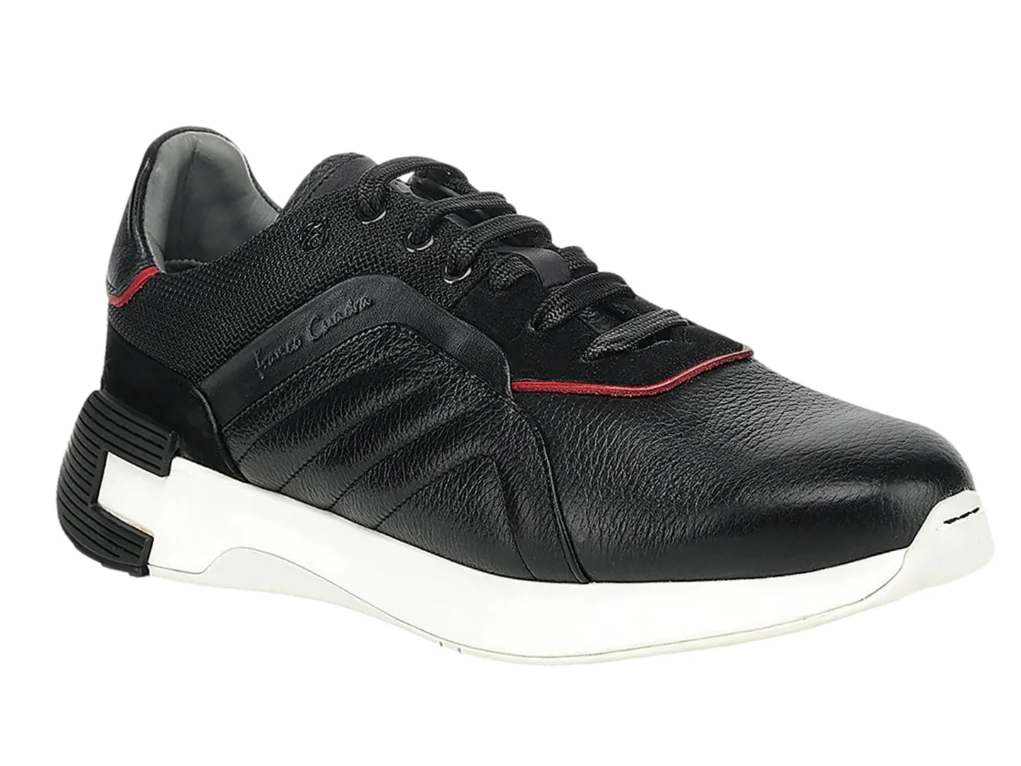Tenis Cuadra de Piel y Ante Negro para Hombre
