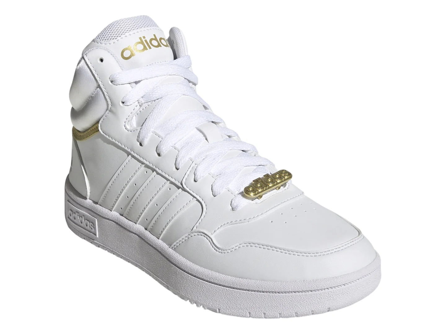 Tenis Adidas Hoops 30 Mid Blancos con Dorado para Mujer