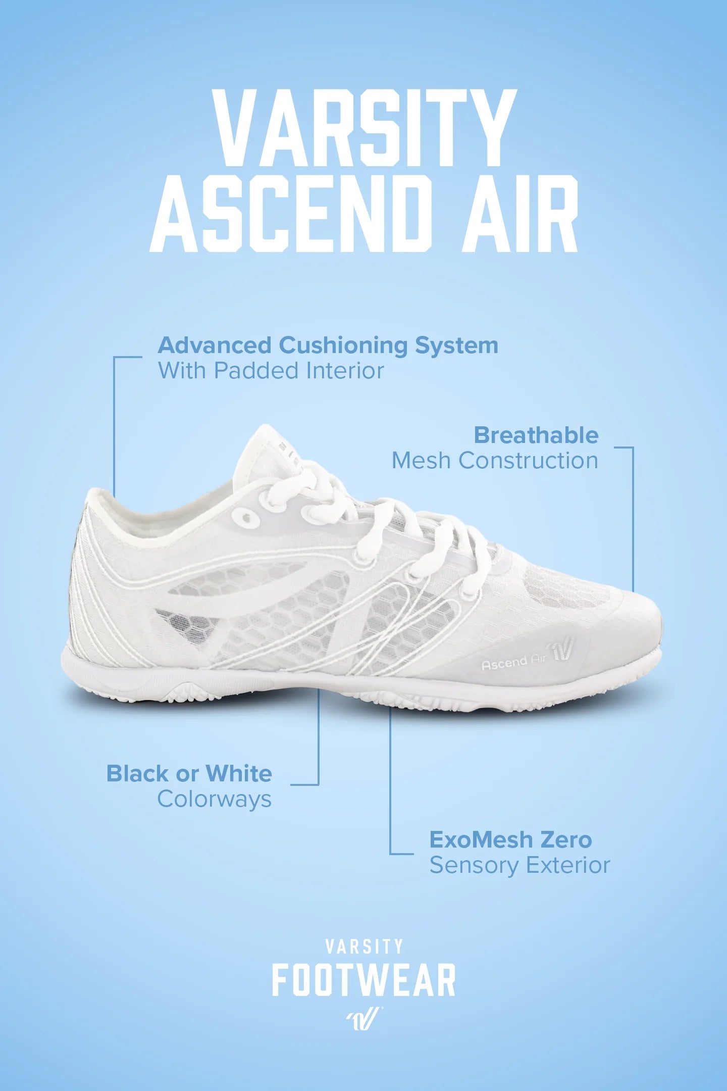 Varsity Ascend Air White Cheer Shoes