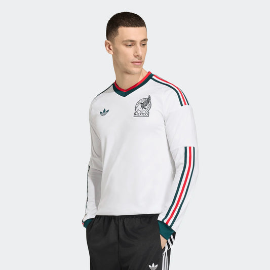 adidas Mexico Away Long Sleeve Mens Soccer Jersey 2026 White