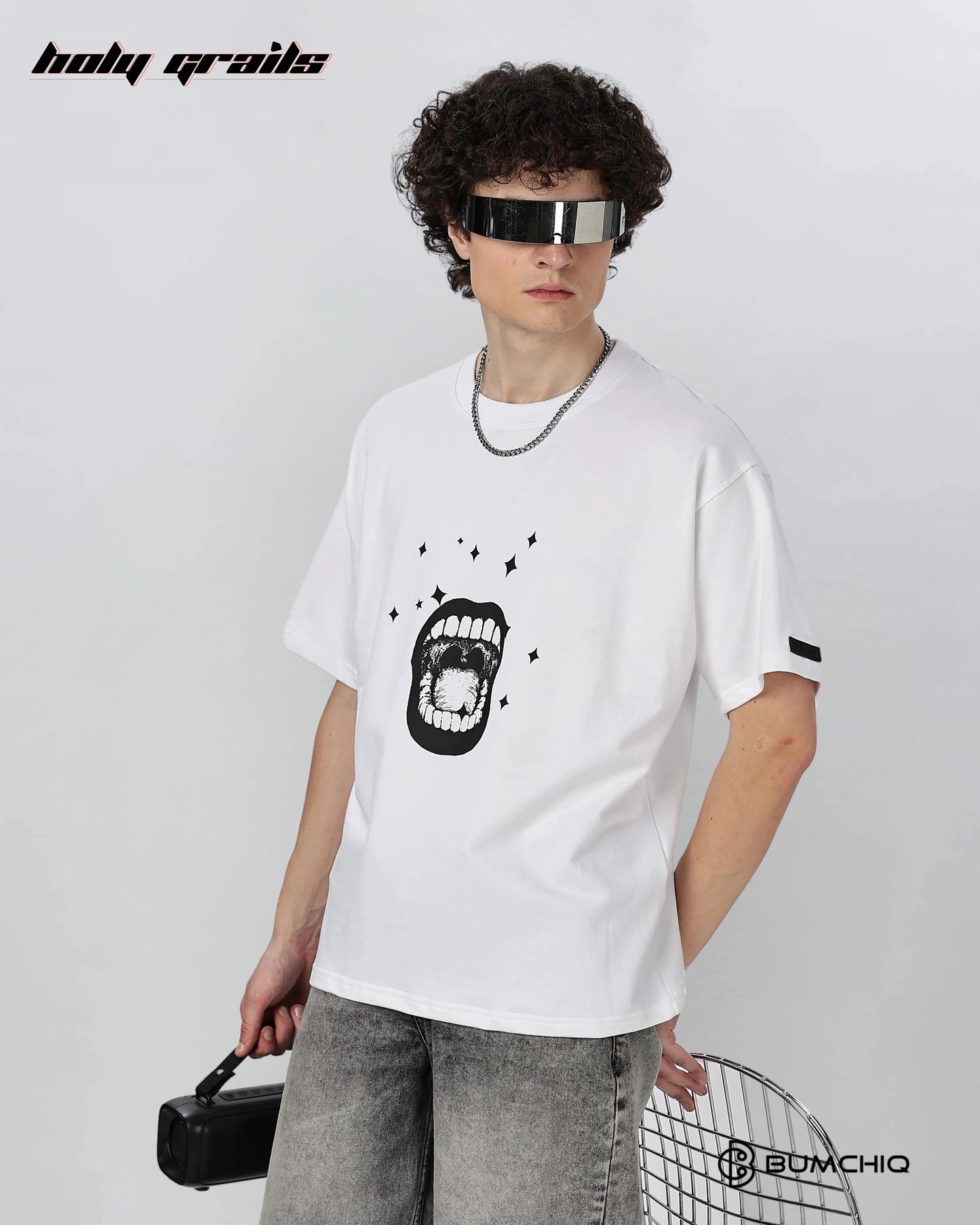 Look At Me White Oversize Tee HG x Bumchiq