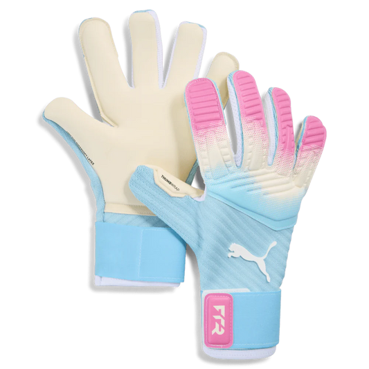 PUMA Future Pro RE Charge Hybrid Soccer Goalkeeper Glove White Blue Pink