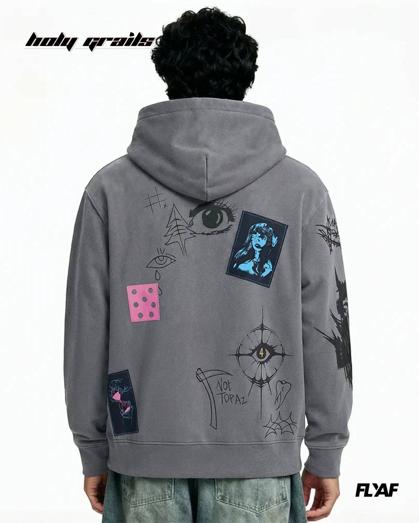 Cryptic Canvas Grey Hoodie HG x FLYAF