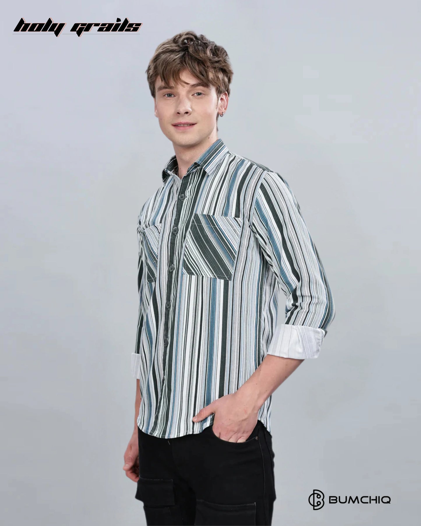 Green Blue Stripes Overshirt HG x Bumchiq