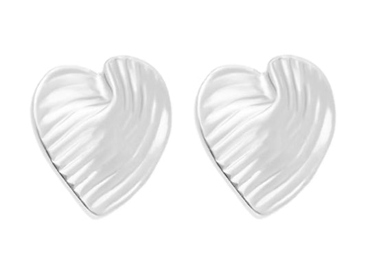 Aretes ROZE Corazón Color Plata para Mujer