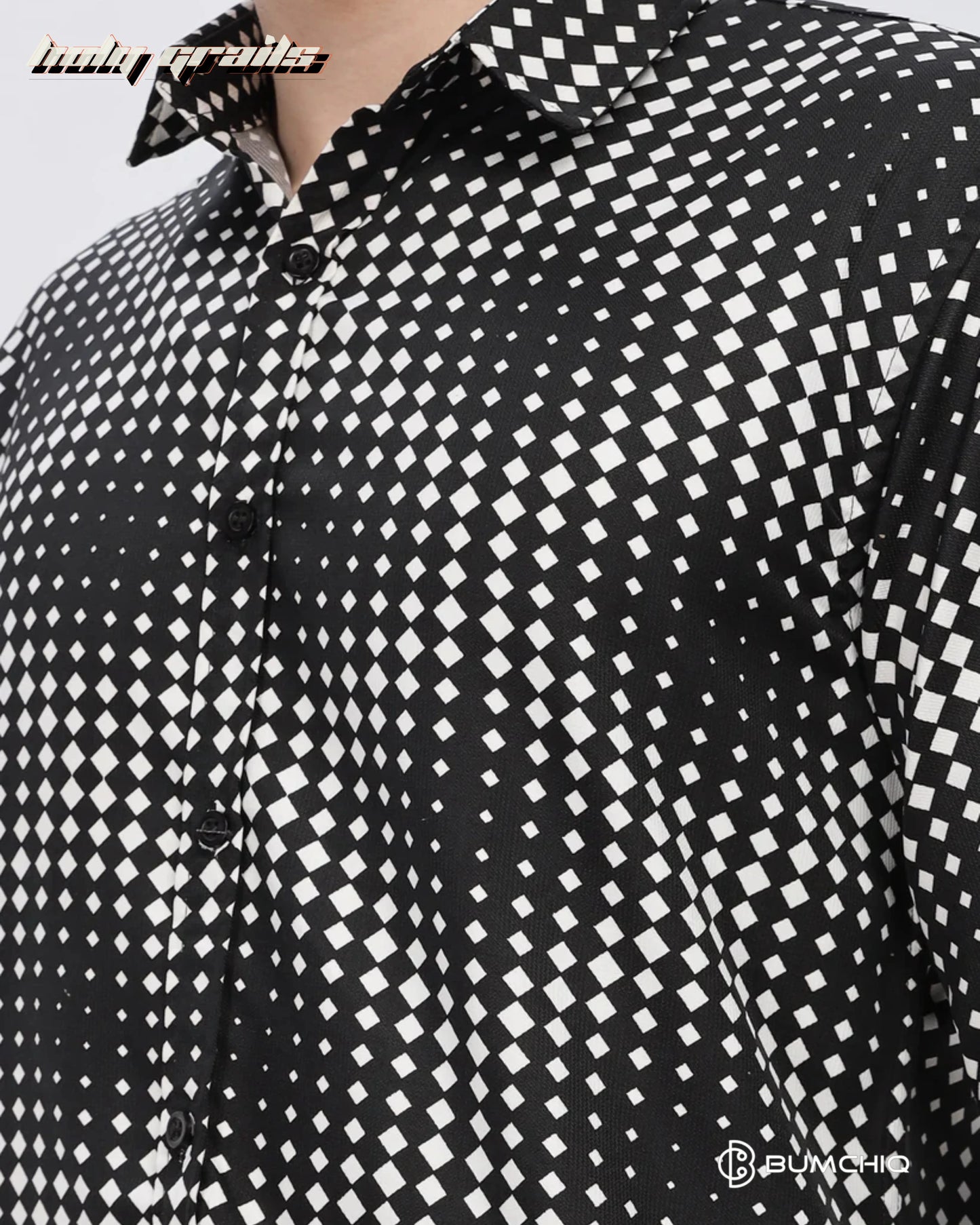 White Dotted Abstract Black Shirt HG x Bumchiq