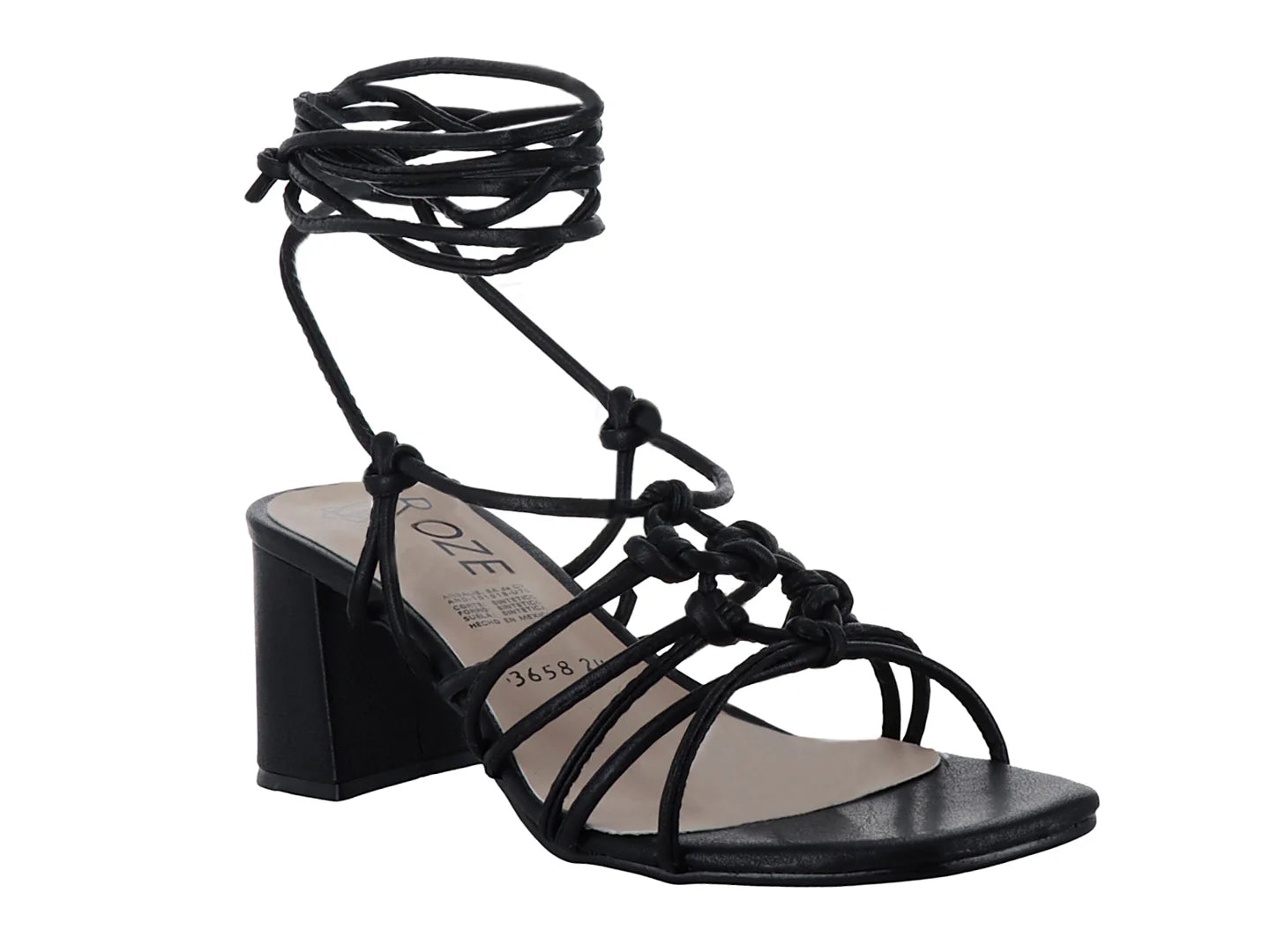 Sandalias Roze Negro Tacón Bloque para Mujer
