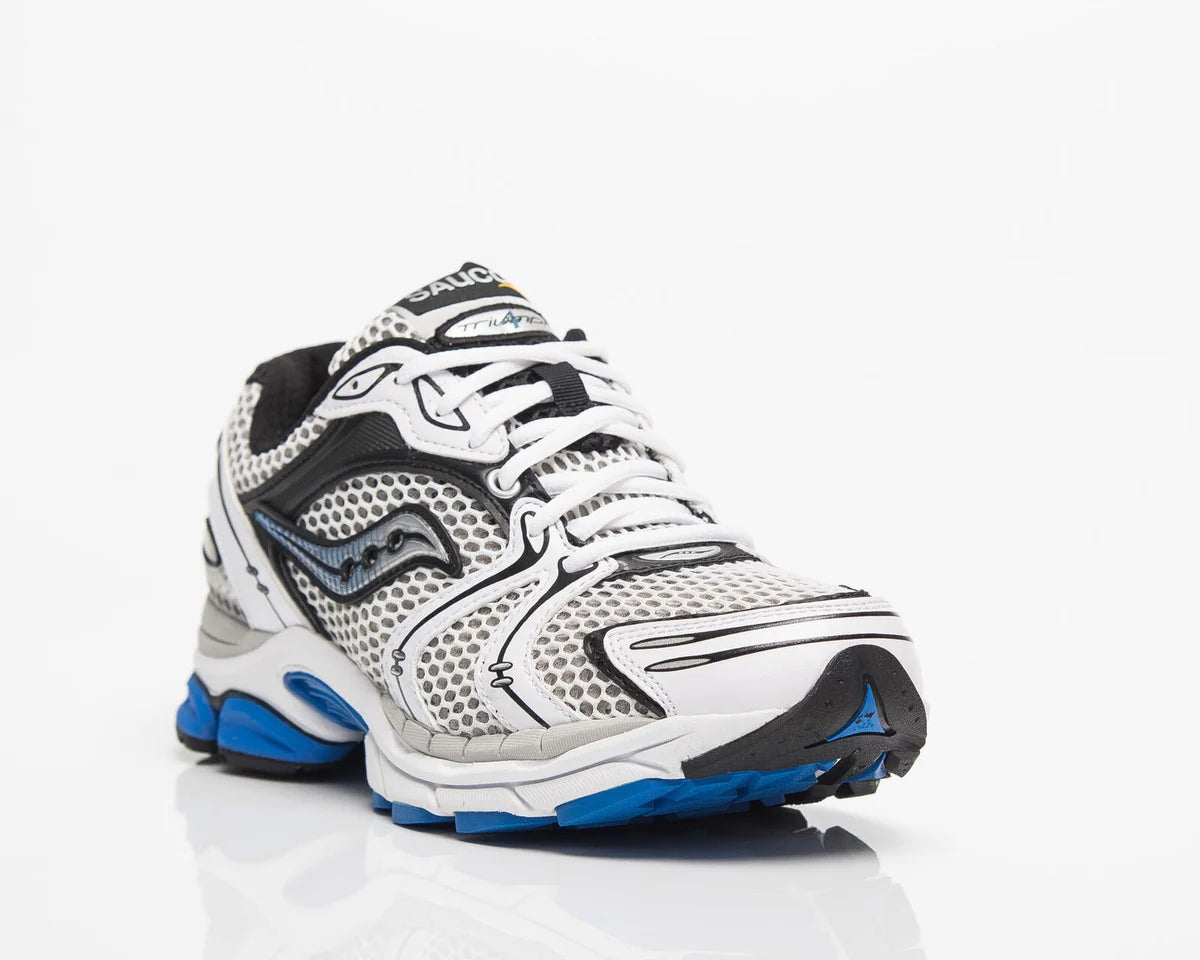 Sneakers Saucony ProGrid Mesh Blanc Noir Bleu Style Running Rétro