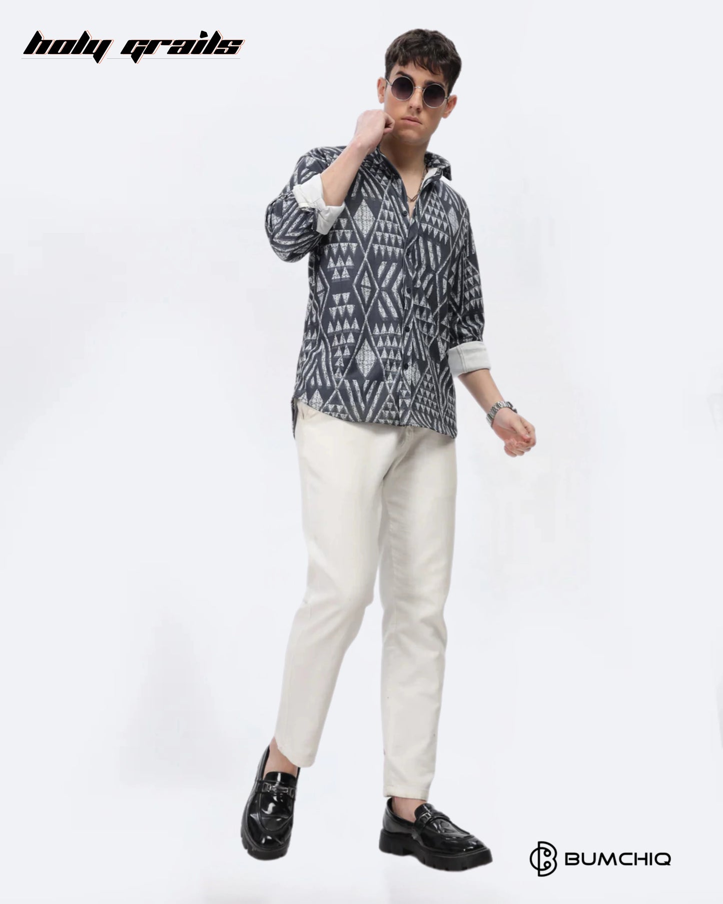 Grey Geometrical Black Shirt HG x Bumchiq