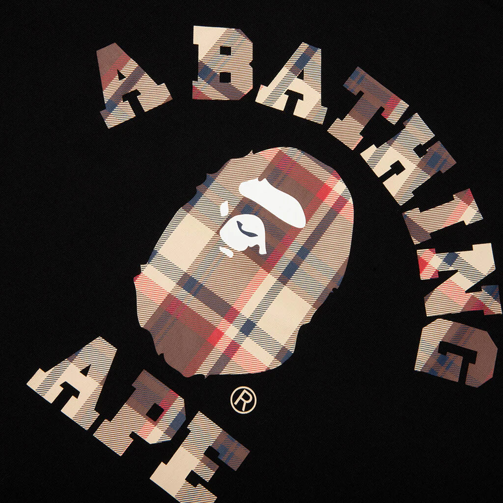 BAPE Check College Tee Black Red
