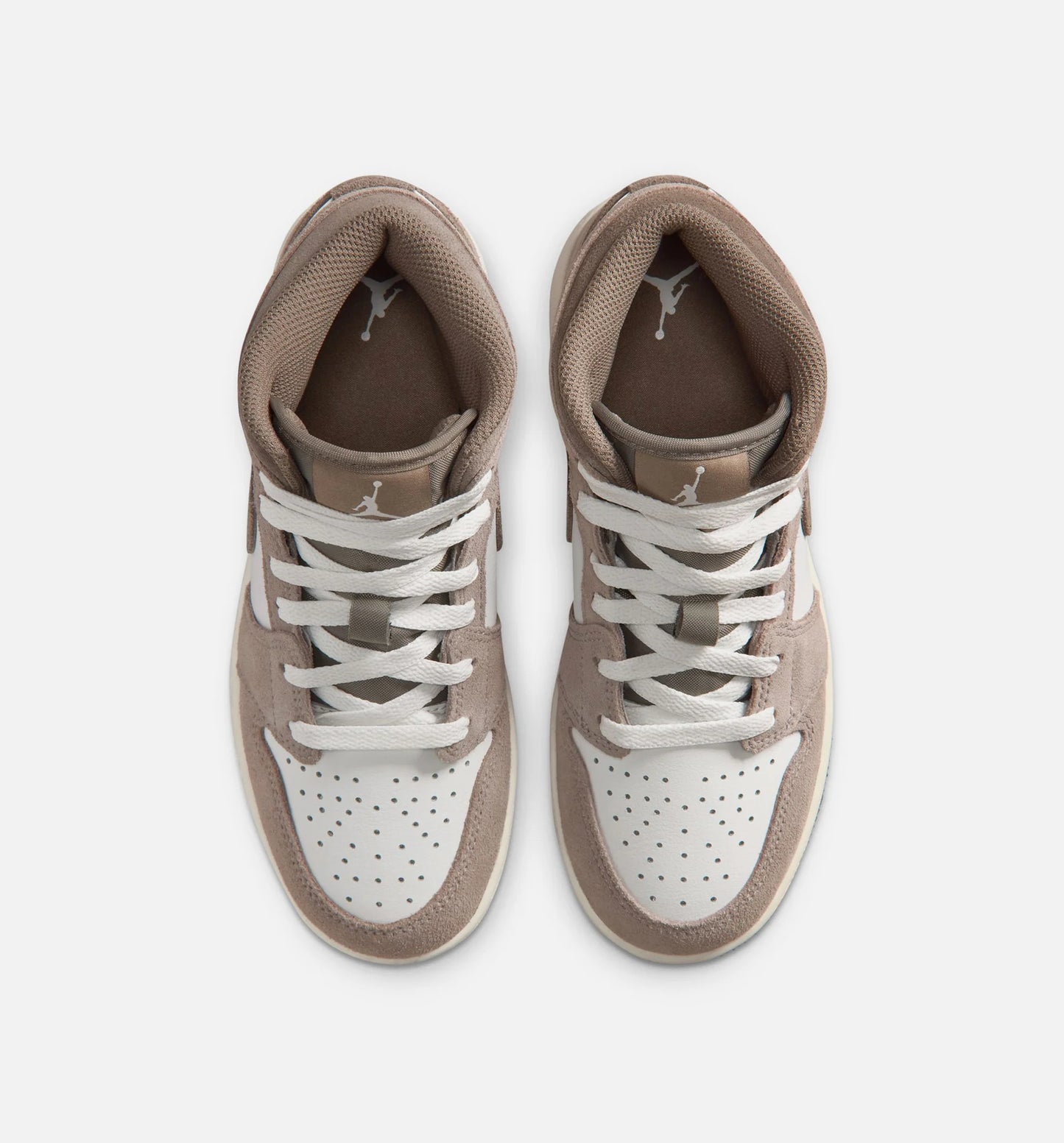 Air Jordan 1 Mid Grade School Lifestyle Shoe Enigma Stone Olive Grey Summit White