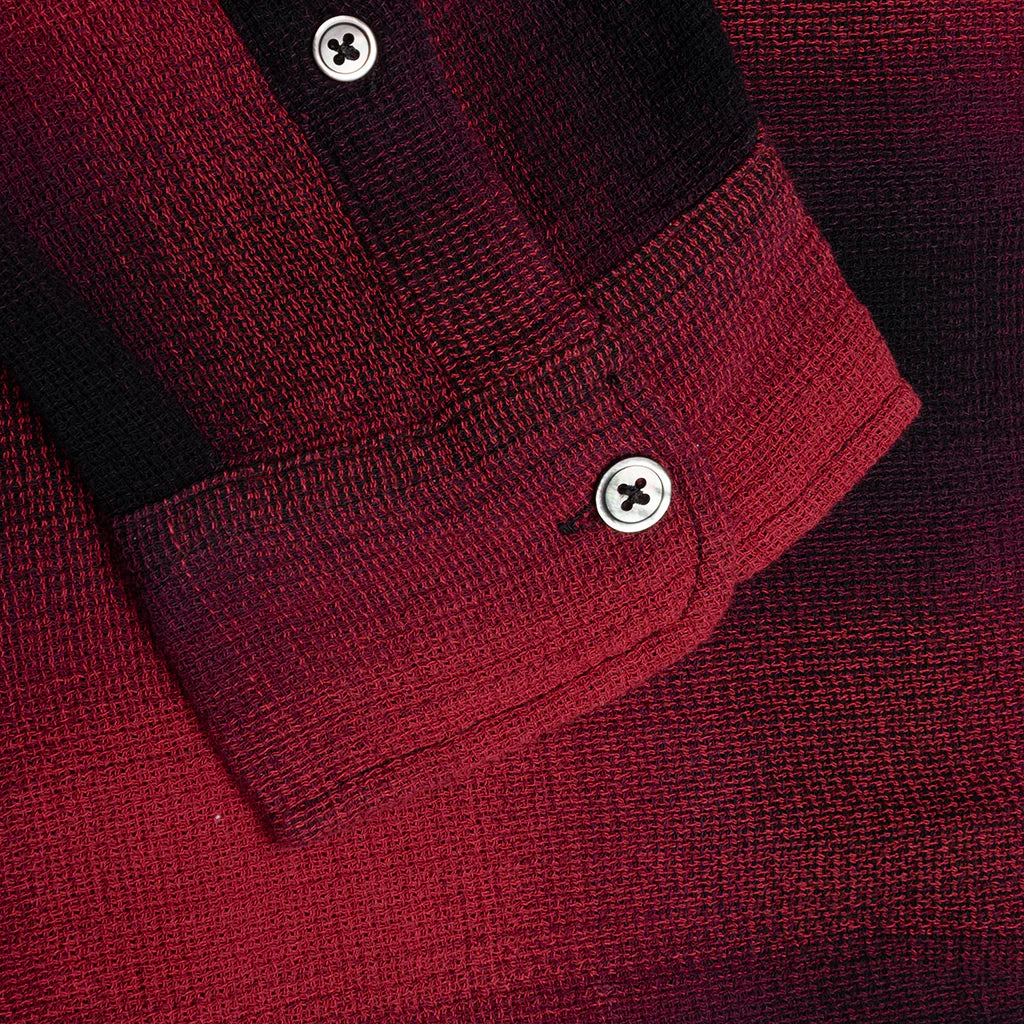 Loose Weave Plaid Shirt Red