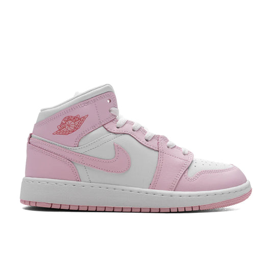 Air Jordan 1 Mid GS Pink Foam White Fire Red