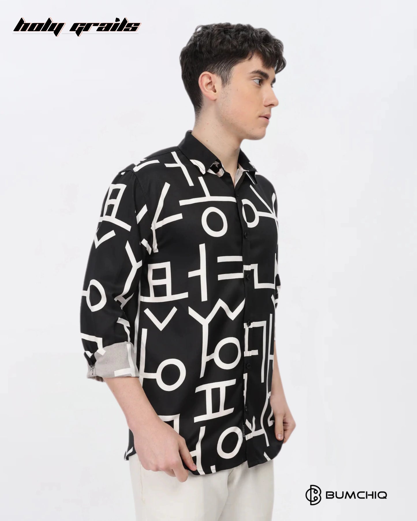White Abstract Black Shirt HG x Bumchiq
