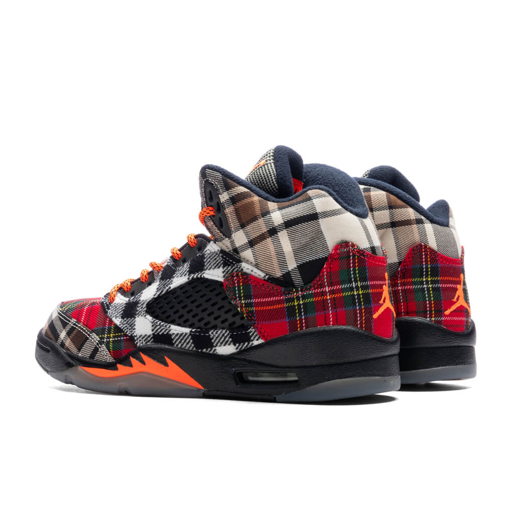 Air Jordan 5 Retro GS Plaid Black Total Orange Dark Obsidian