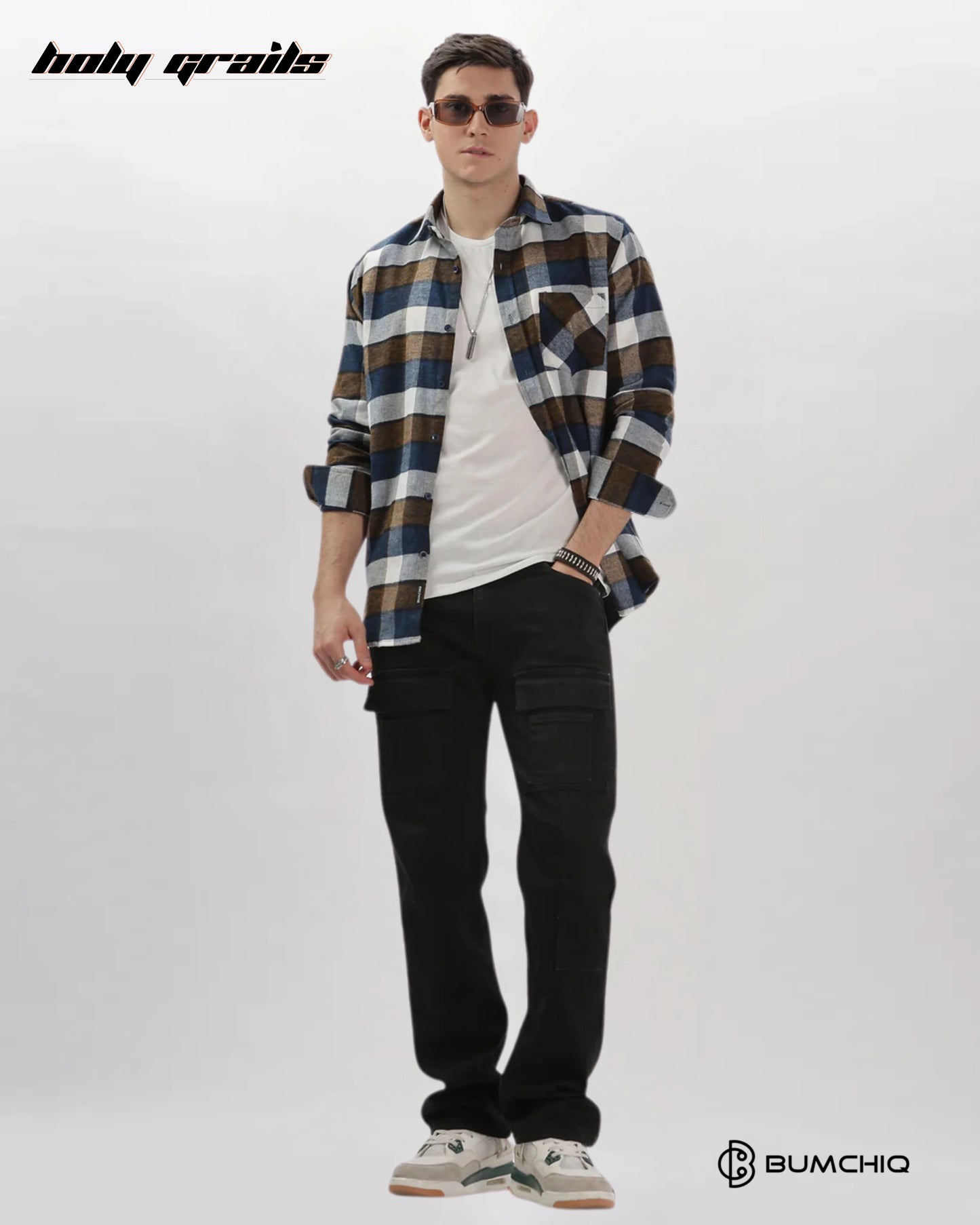 Blue Brown Flannel Overshirt HG x Bumchiq