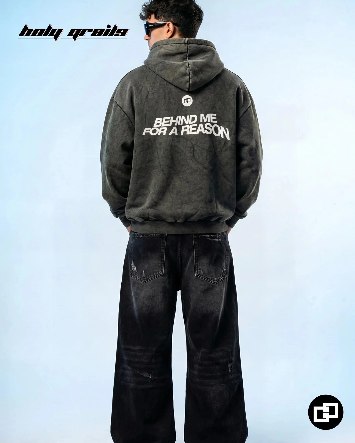 Behind Me for a Reason Zip Up Hoodie HG x Grey Hound