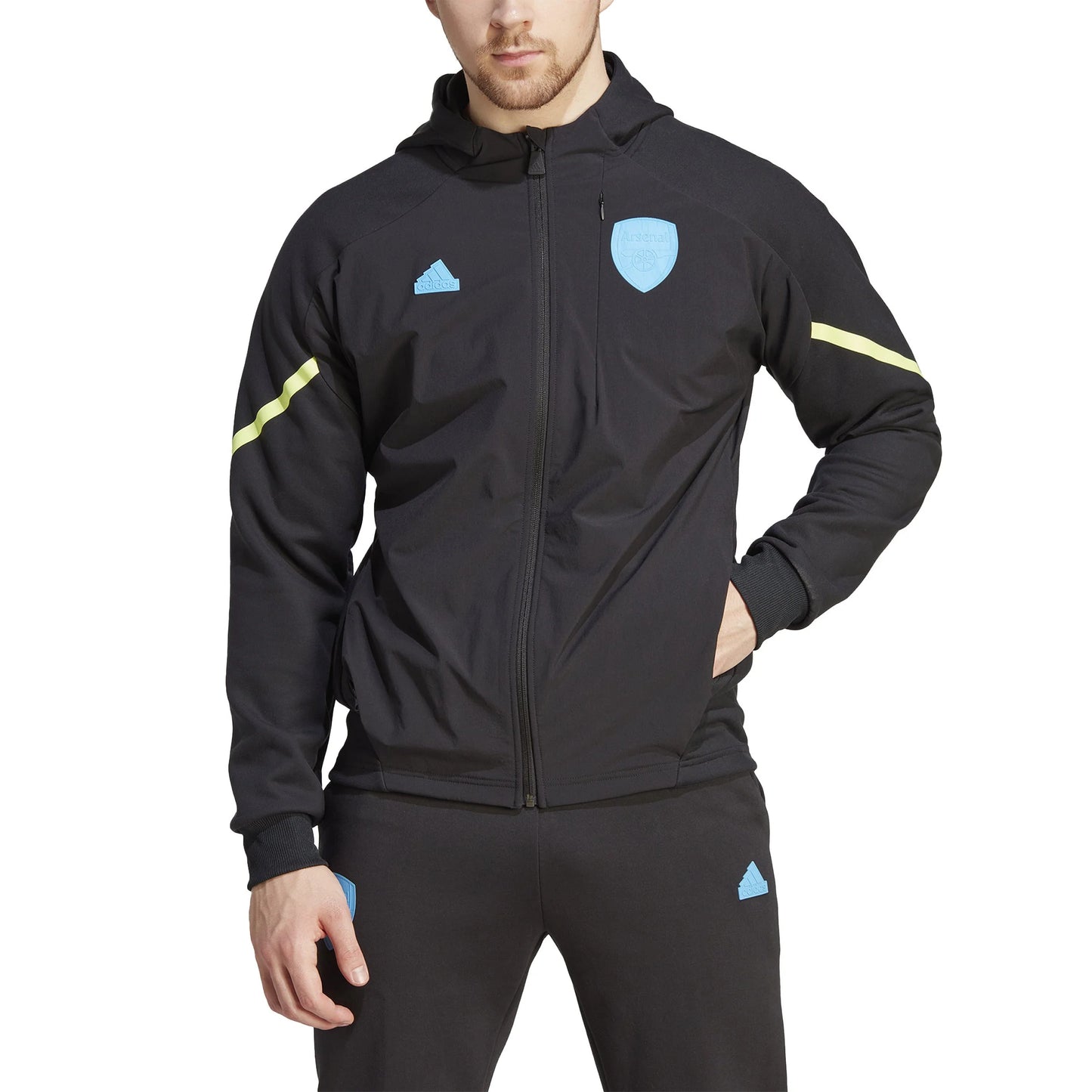 adidas Arsenal Designed for Gameday Full Zip Hoodie 23 24 Black