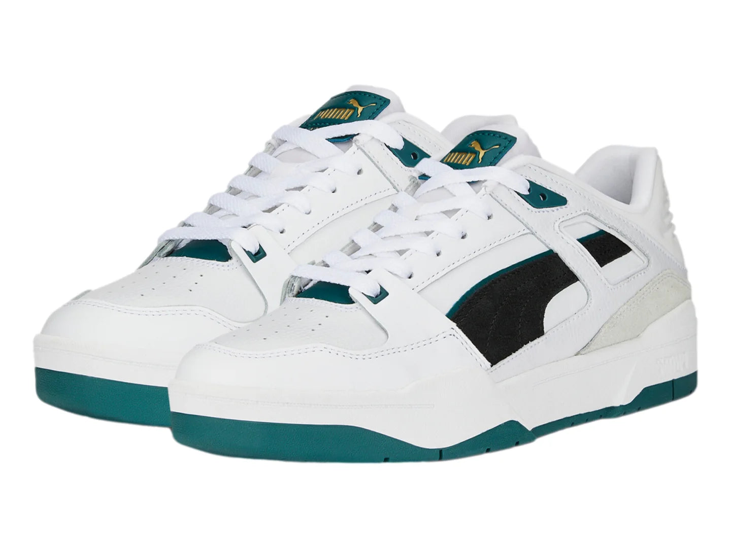 Tenis PUMA Slipstream Suede Blanco Negro y Verde para Hombre