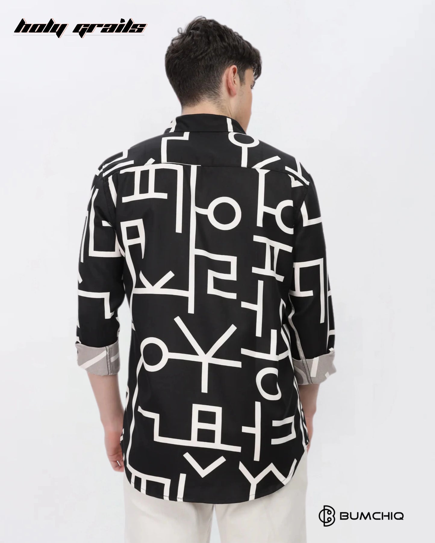 White Abstract Black Shirt HG x Bumchiq