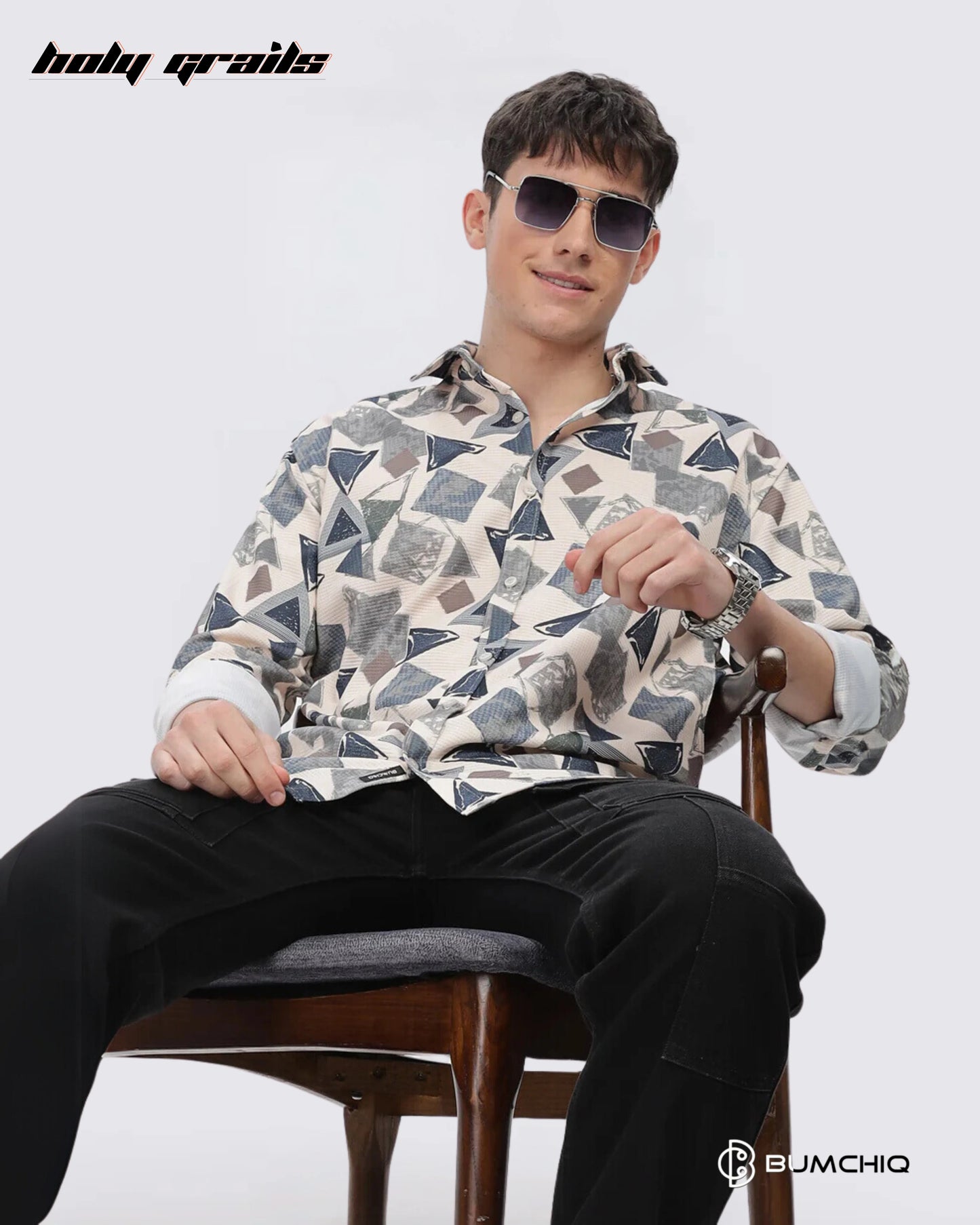 Multi Abstract Beige Shirt HG x Bumchiq