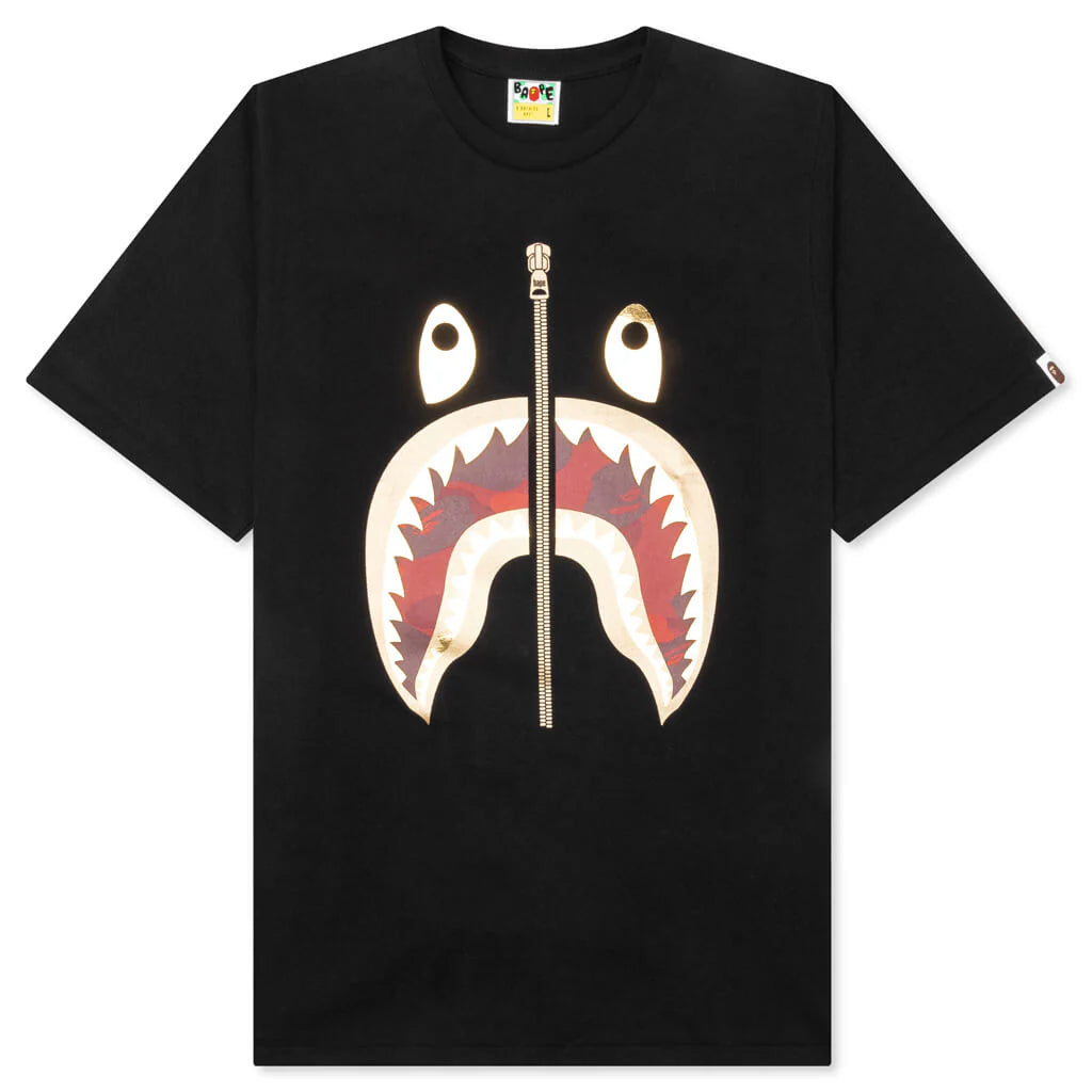 Color Camo Shark Tee Black Red