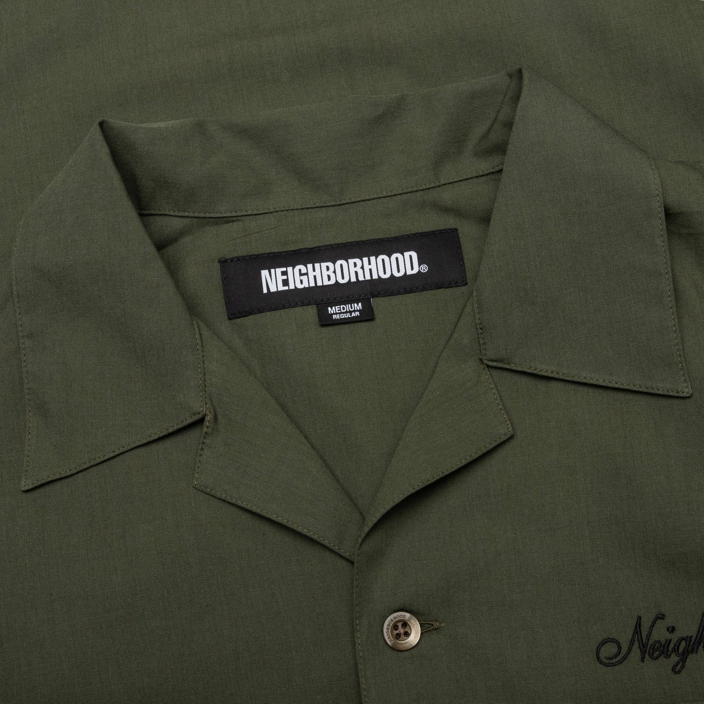 Solid Color Hawaiian S S Shirt Olive Drab