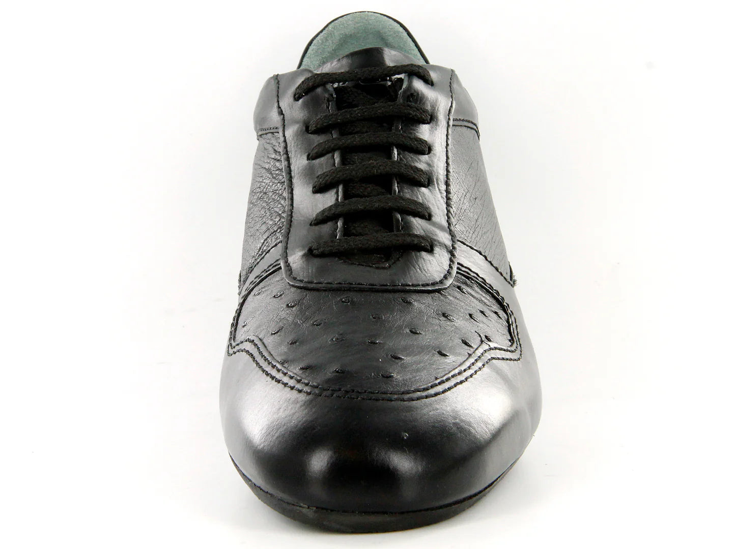 Zapatos Cuadra de Piel de Avestruz Negro para Hombre