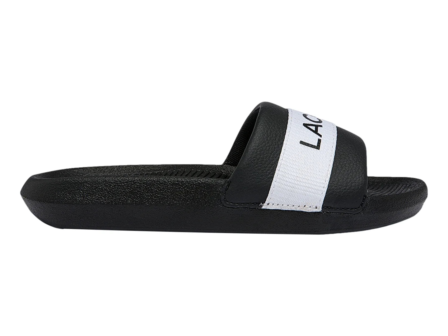 Sandalias Lacoste Croco Slide Negro y Blanco para Mujer