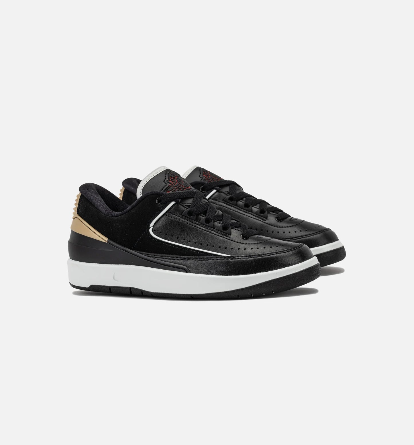 Air Jordan 2 Retro Low Black Varsity Red Womens Lifestyle Shoe Black Varsity Red Metallic Gold Off White