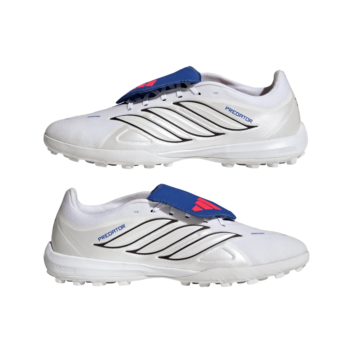 adidas Predator League Fold Over Tongue TF Turf Mens Soccer Cleats White Zero Metallic Blue