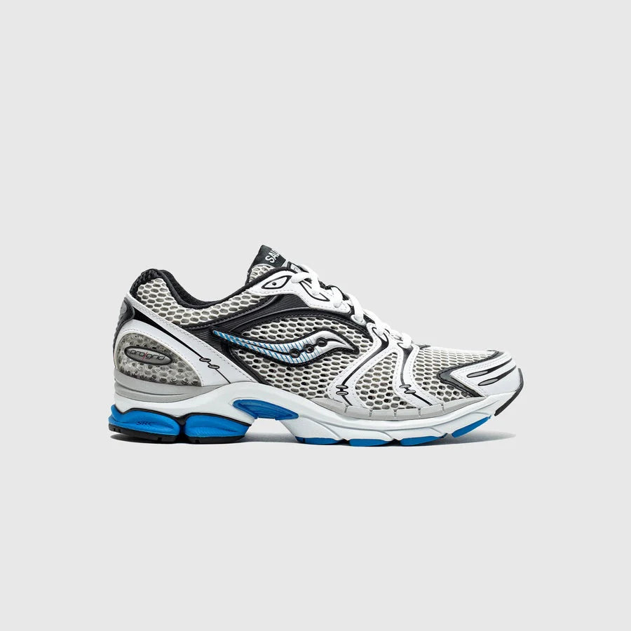 Sneakers Saucony ProGrid Mesh Blanc Noir Bleu Style Running Rétro