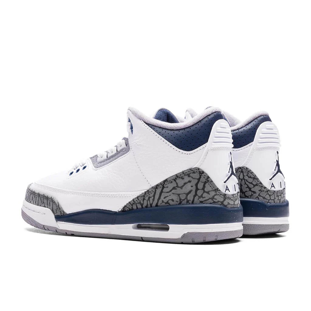 Air Jordan 3 Retro GS White Midnight Navy Cement Grey