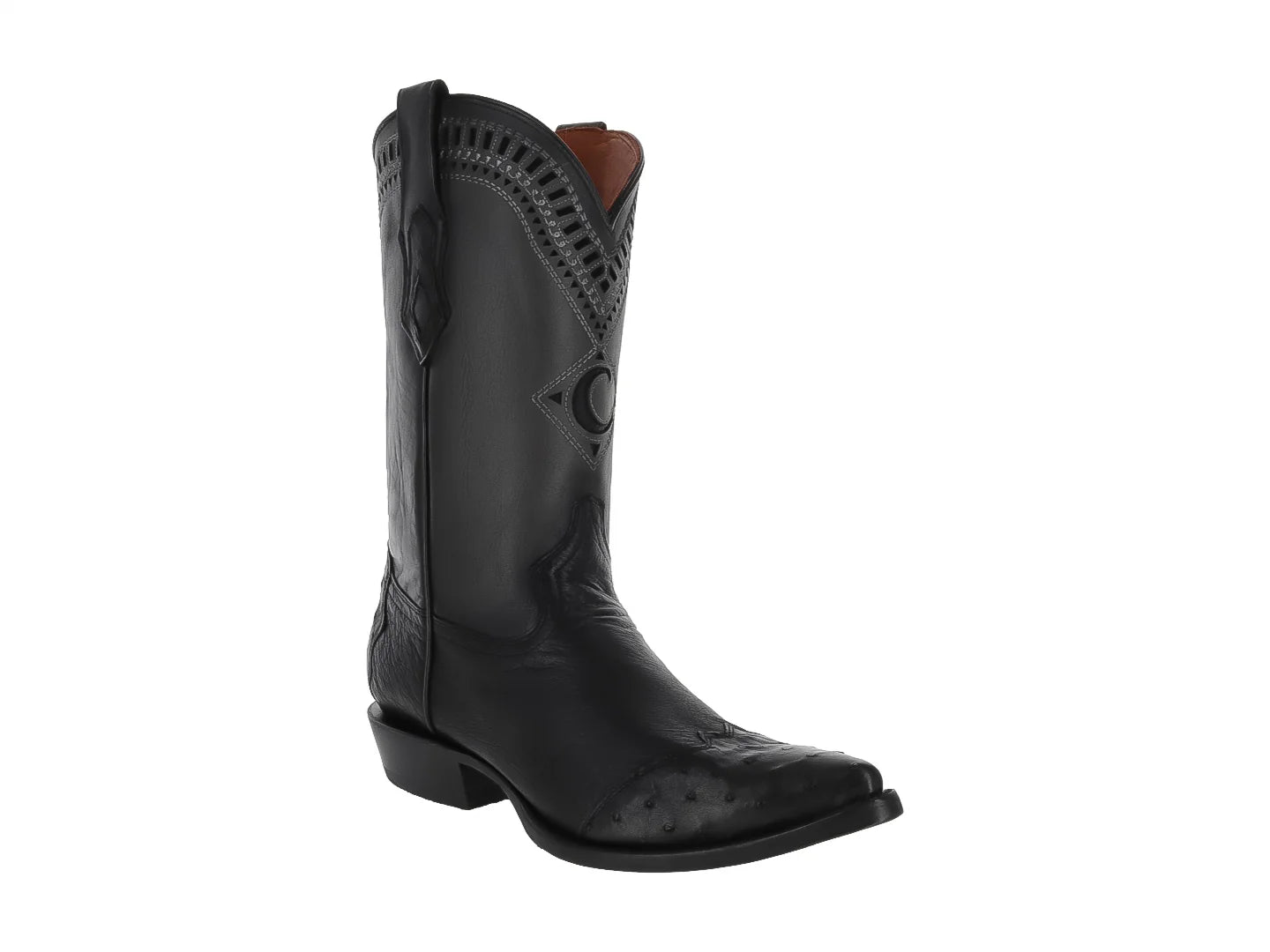 Botas Vaqueras Cuadra de Piel de Avestruz Negro
