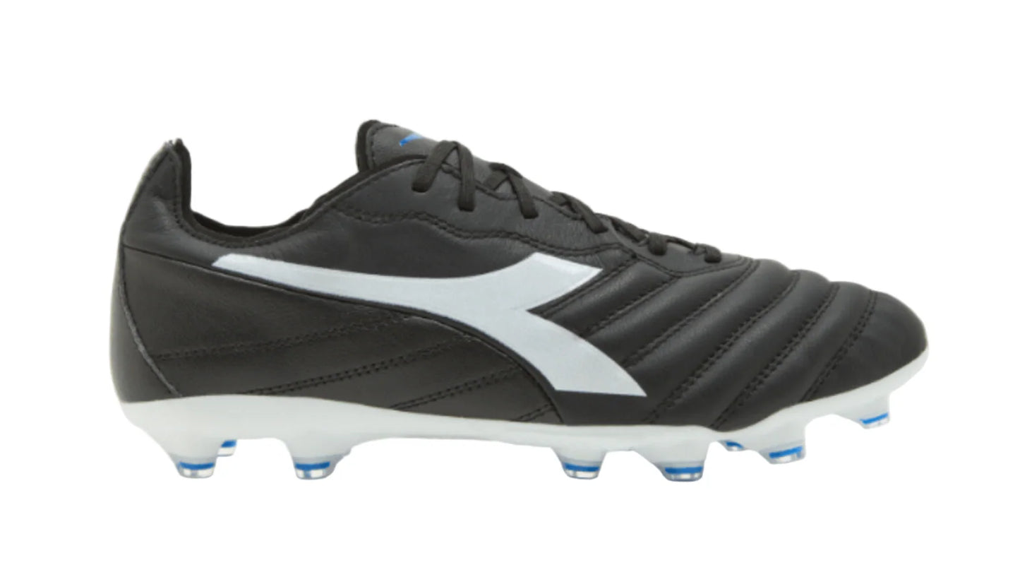 Diadora Brasil Elite 2 LT LP 12 FG Firm Ground Soccer Cleats Black White Royal Blue