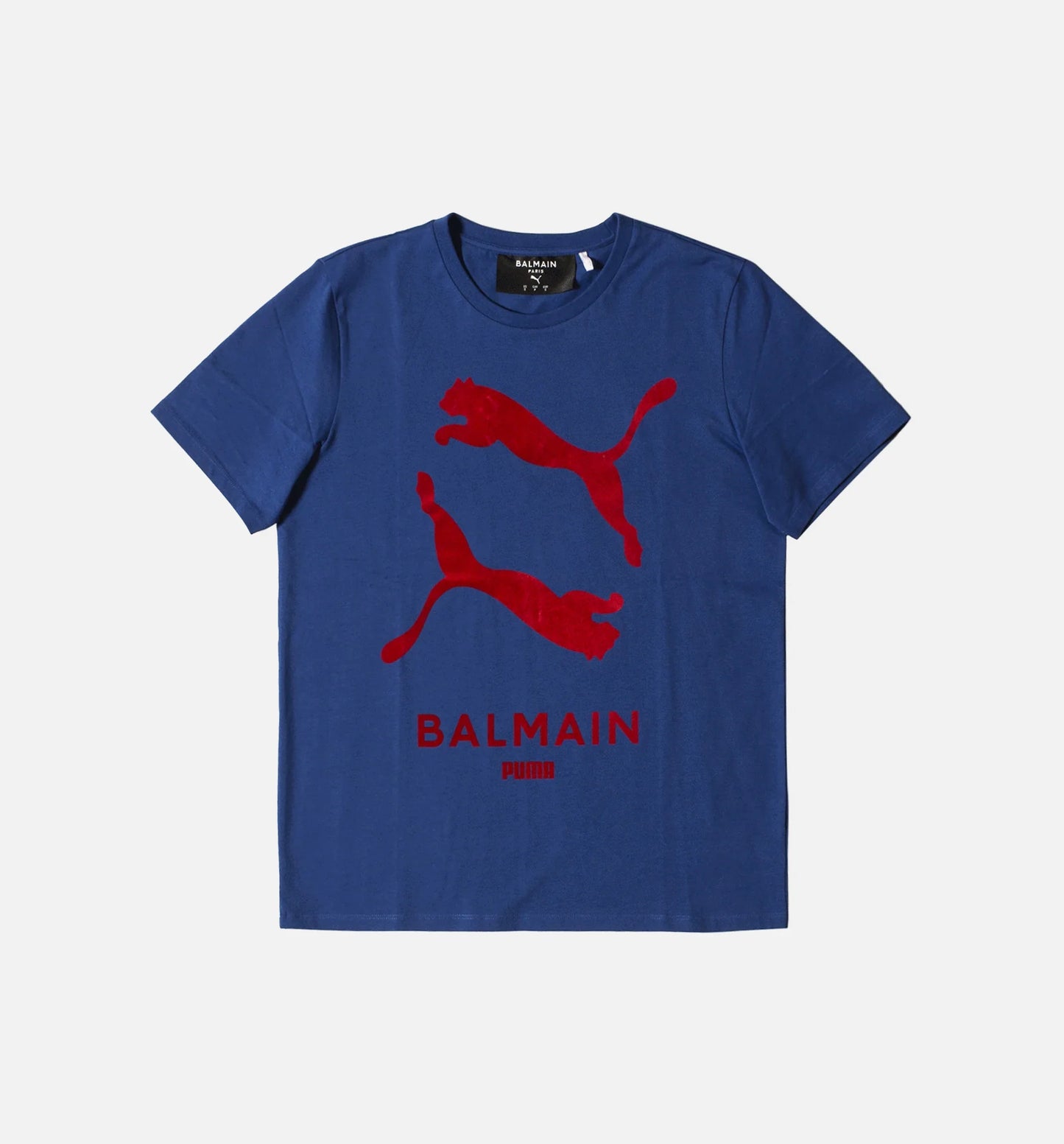 Balmain X Puma Mens Graphic T Shirt Blue Red