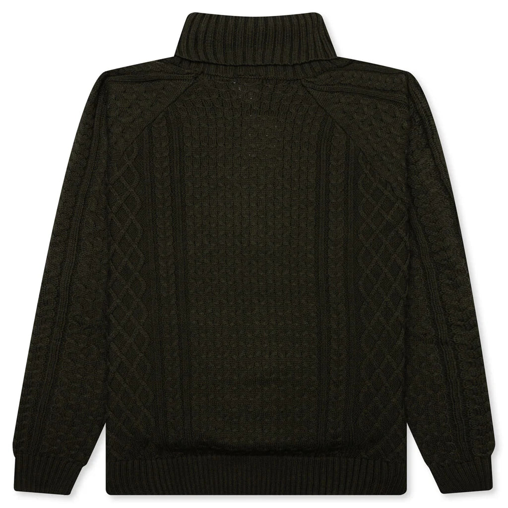 Nike Life Cable Knit Turtleneck Sweater Cargo Khaki