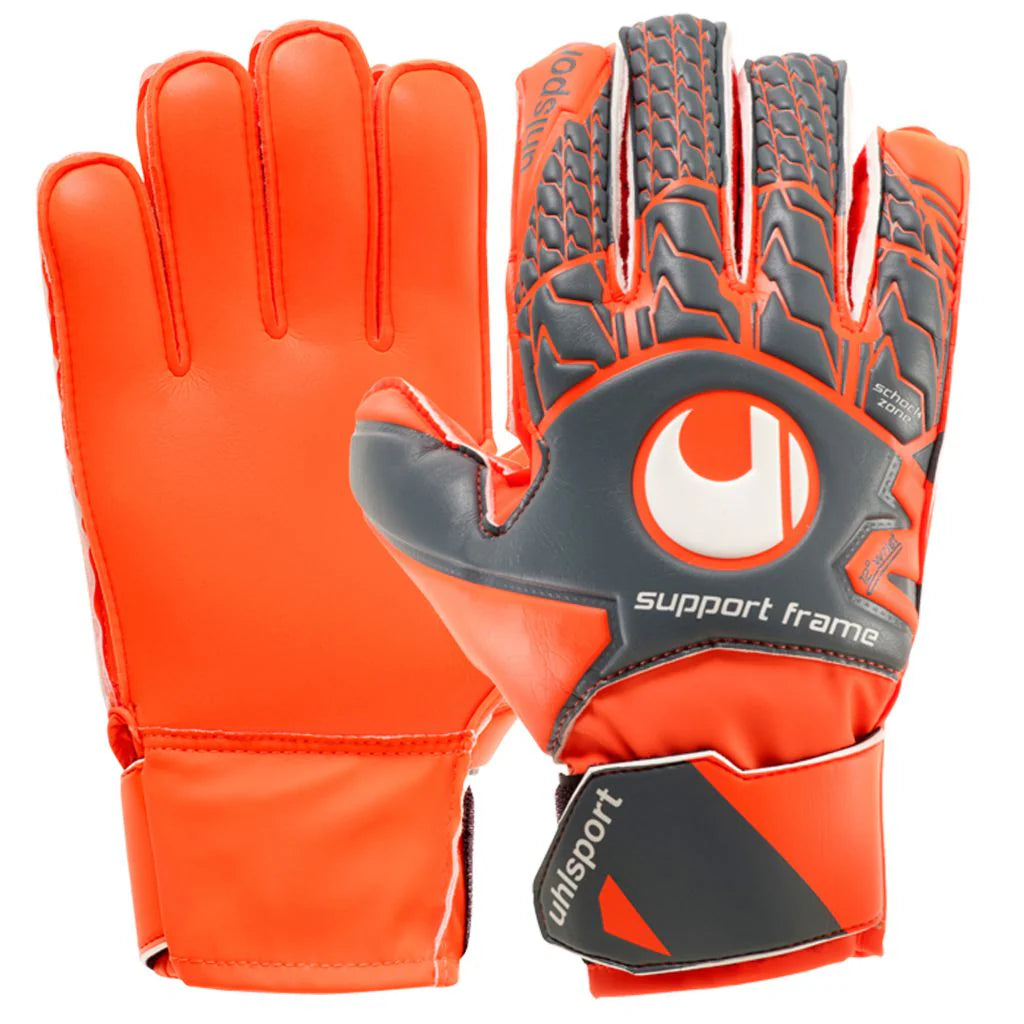 Uhlsport Kids Supersoft Goalkeeper Gloves AeroRed Dark Grey