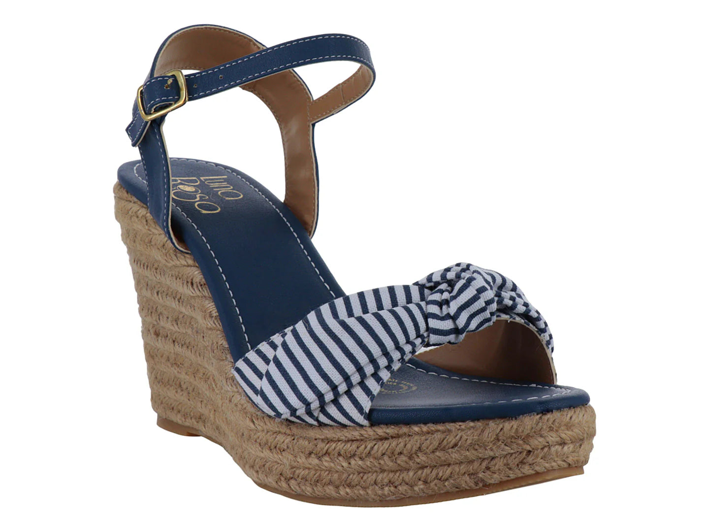 Sandalias Plataforma Luna Rosa Azul Marino Rayas para Mujer