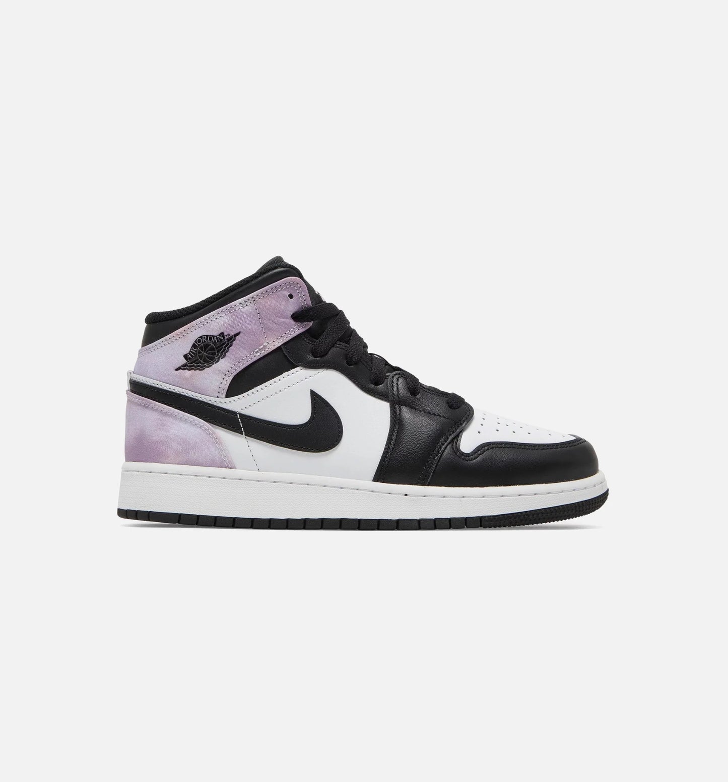 Air Jordan 1 Mid Tie Dye Grade School Lifestyle Shoe Black Purple