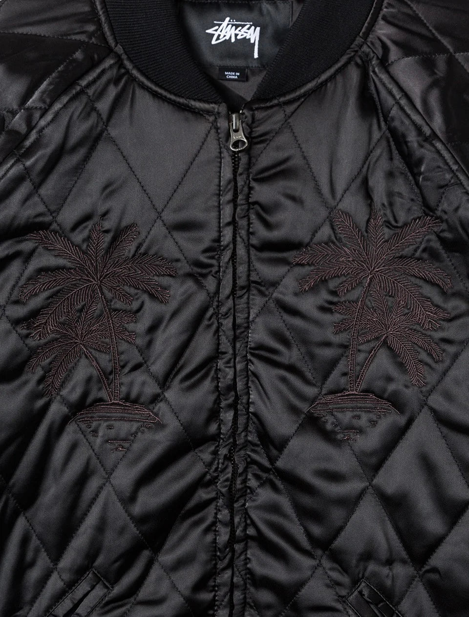 Satin Palm Mens Jacket Black