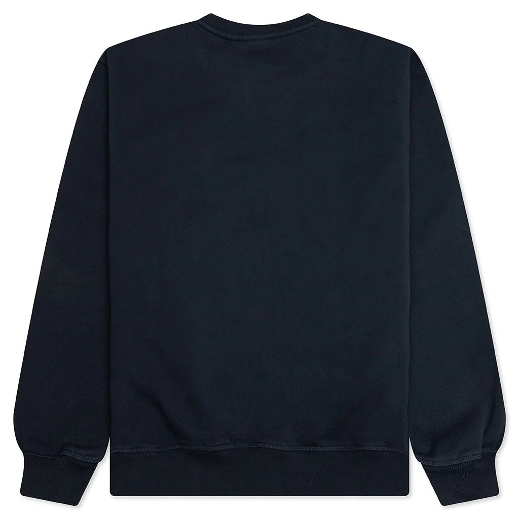 Water Wave Logo Crew Neck Sweatshirt Navy Blue