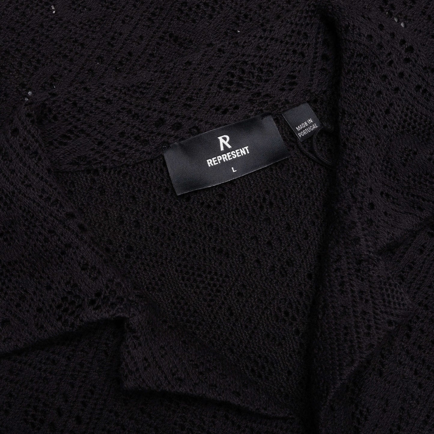 All Over Crochet Shirt Jet Black