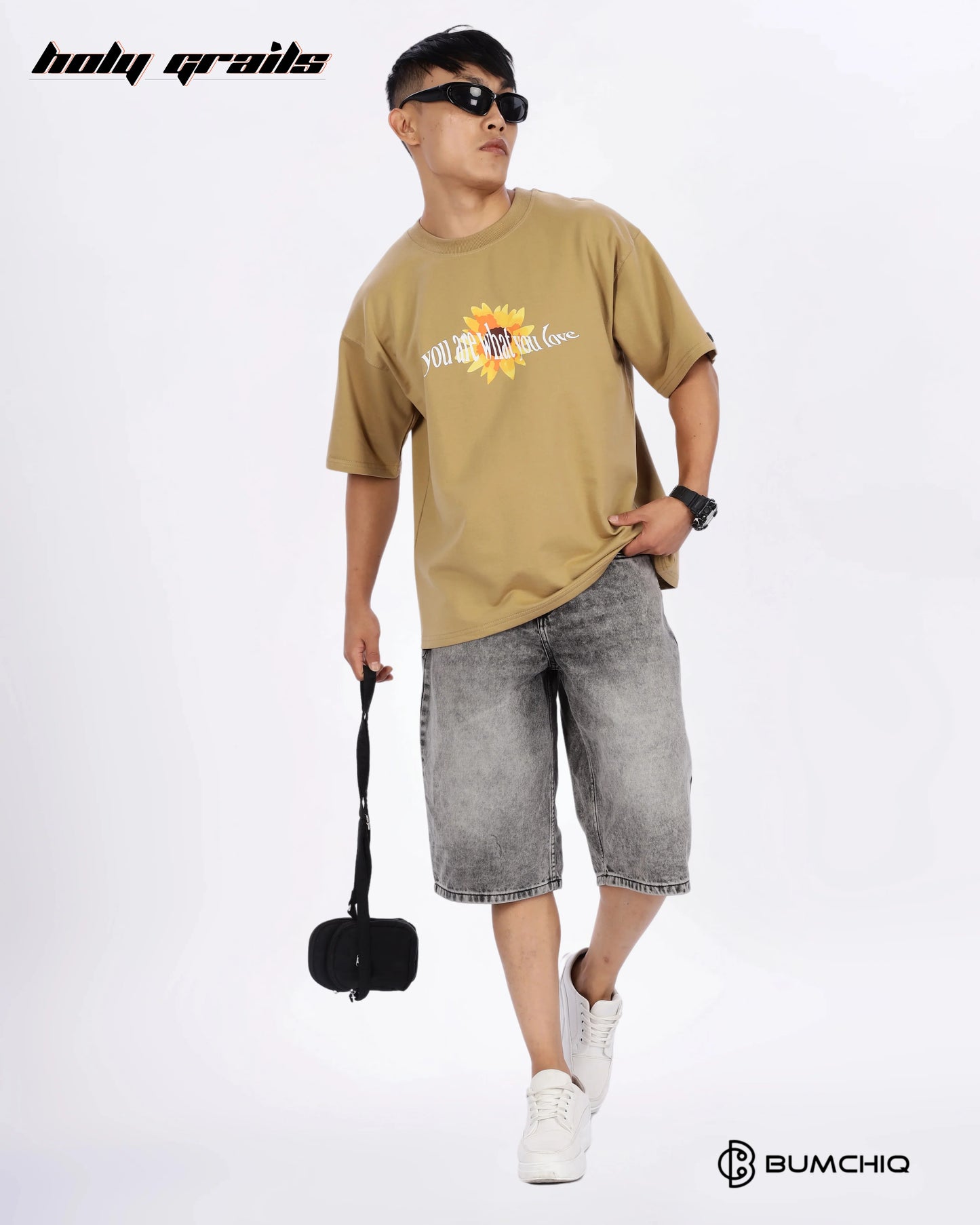 Always Here Beige Oversize Tee HG x Bumchiq