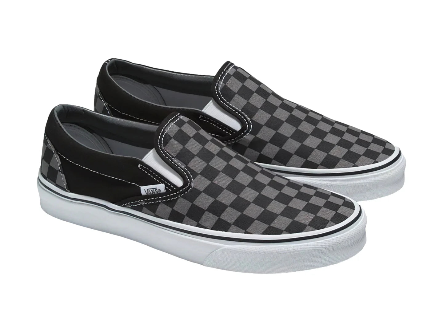 Tenis Vans Classic Slip On Negro con Cuadros Gris