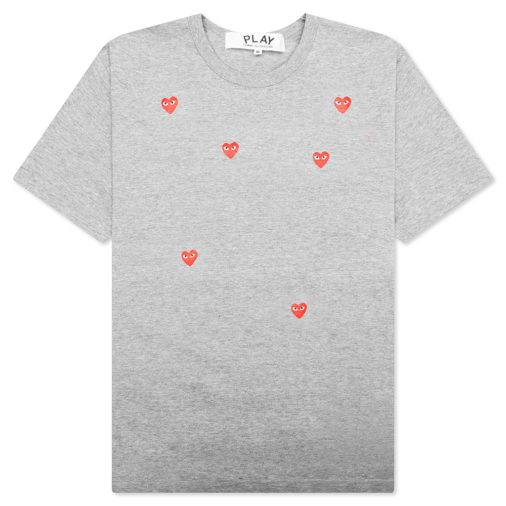 Tri Red Heart Logo Print T Shirt Grey